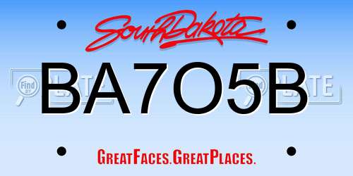 BA7O5B South Dakota License Plate