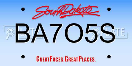 BA7O5S South Dakota License Plate