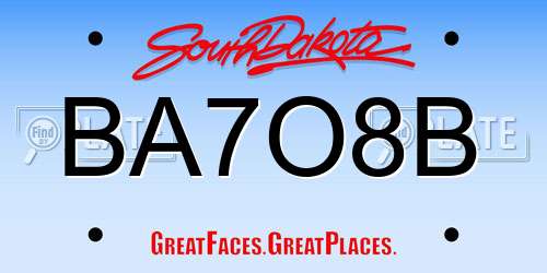 BA7O8B South Dakota License Plate