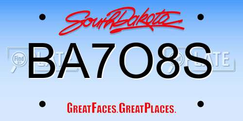 BA7O8S South Dakota License Plate