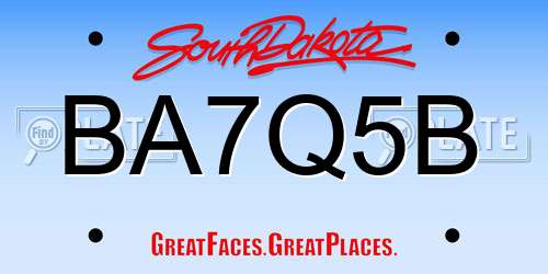 BA7Q5B South Dakota License Plate