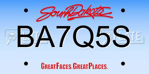 BA7Q5S South Dakota License Plate