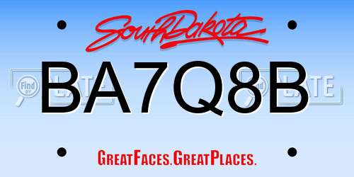 BA7Q8B South Dakota License Plate