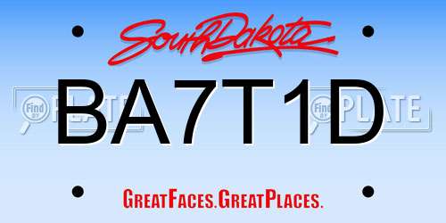 BA7T1D South Dakota License Plate