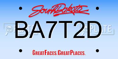 BA7T2D South Dakota License Plate