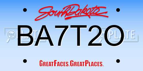 BA7T2O South Dakota License Plate