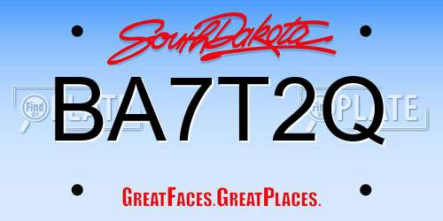 BA7T2Q South Dakota License Plate