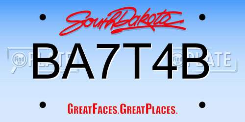 BA7T4B South Dakota License Plate