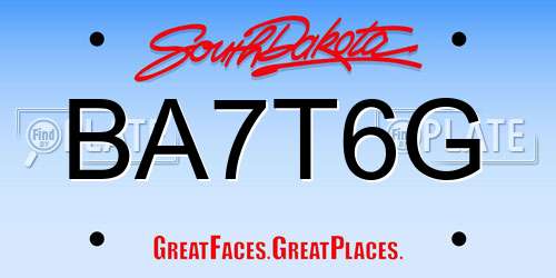 BA7T6G South Dakota License Plate