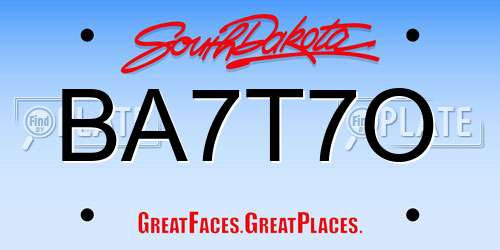 BA7T7O South Dakota License Plate