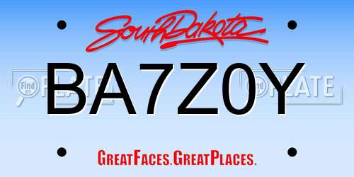 BA7Z0Y South Dakota License Plate