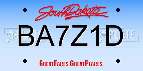 BA7Z1D South Dakota License Plate