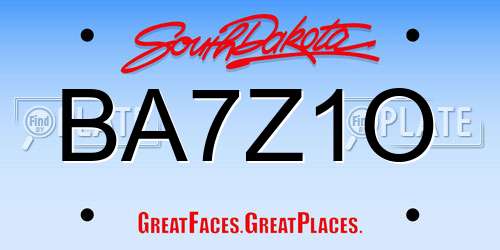 BA7Z1O South Dakota License Plate