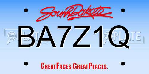 BA7Z1Q South Dakota License Plate
