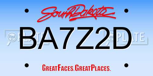 BA7Z2D South Dakota License Plate