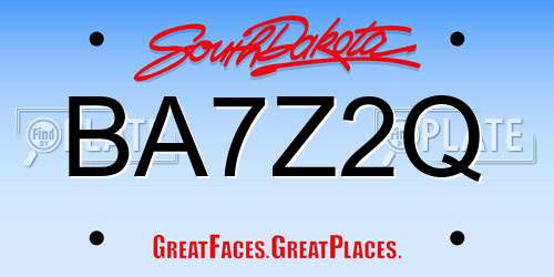 BA7Z2Q South Dakota License Plate