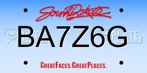 BA7Z6G South Dakota License Plate