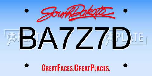 BA7Z7D South Dakota License Plate