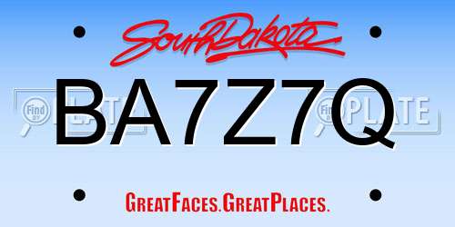BA7Z7Q South Dakota License Plate