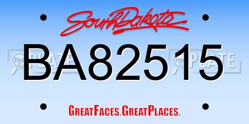 BA82515 South Dakota License Plate