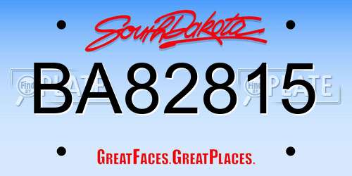 BA82815 South Dakota License Plate