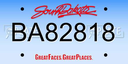 BA82818 South Dakota License Plate