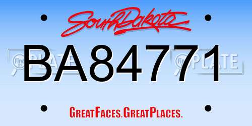 BA84771 South Dakota License Plate