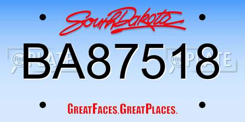 BA87518 South Dakota License Plate
