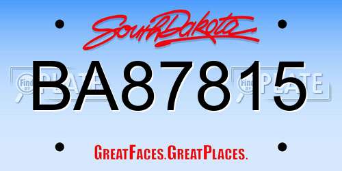 BA87815 South Dakota License Plate