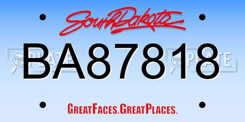 BA87818 South Dakota License Plate