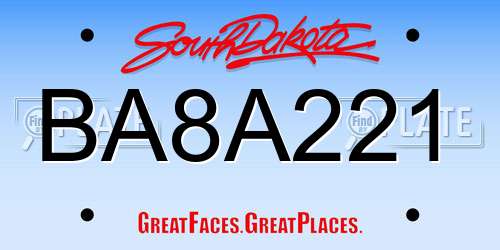 BA8A221 South Dakota License Plate