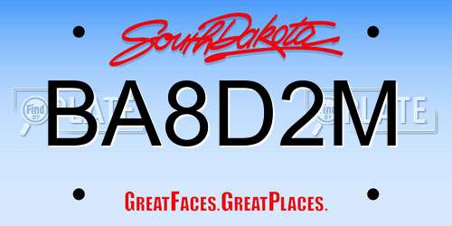 BA8D2M South Dakota License Plate