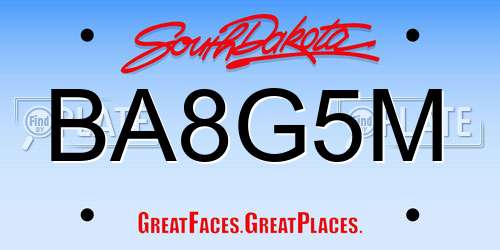 BA8G5M South Dakota License Plate