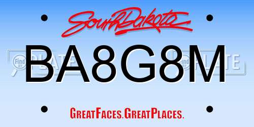 BA8G8M South Dakota License Plate