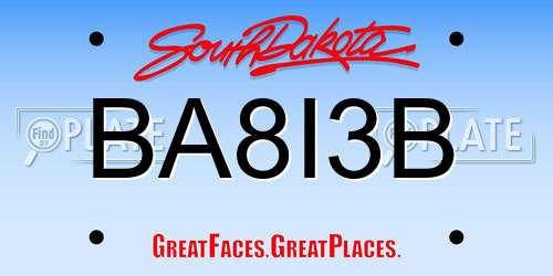 BA8I3B South Dakota License Plate