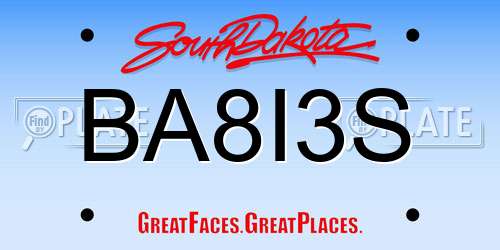 BA8I3S South Dakota License Plate