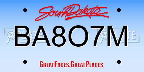 BA8O7M South Dakota License Plate