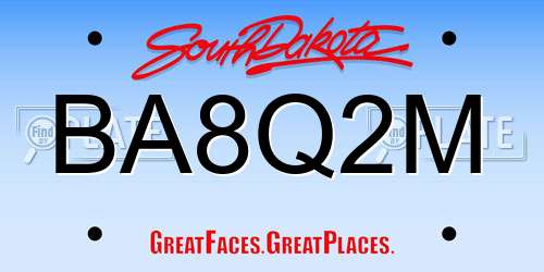 BA8Q2M South Dakota License Plate
