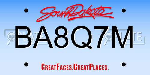 BA8Q7M South Dakota License Plate
