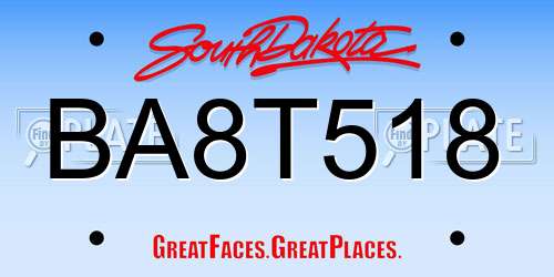 BA8T518 South Dakota License Plate