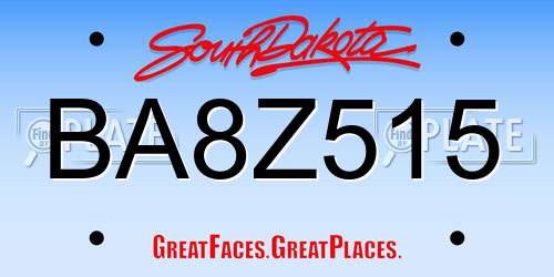 BA8Z515 South Dakota License Plate