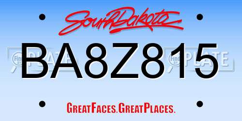 BA8Z815 South Dakota License Plate