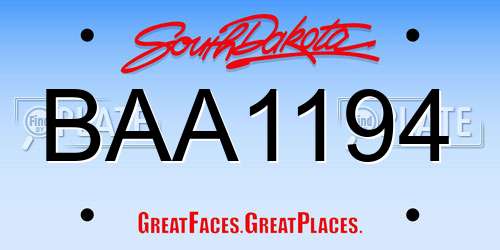 BAA1194 South Dakota License Plate