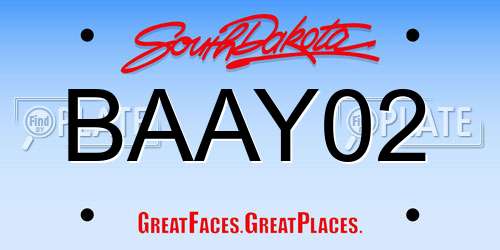 BAAY02 South Dakota License Plate