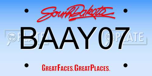 BAAY07 South Dakota License Plate