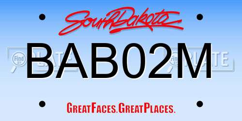 BAB02M South Dakota License Plate