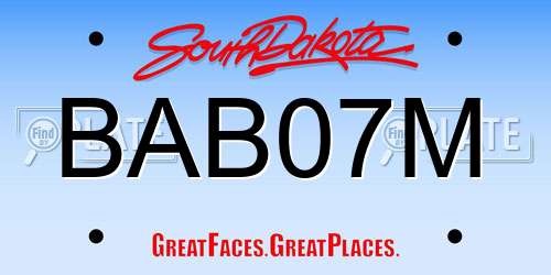 BAB07M South Dakota License Plate
