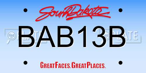 BAB13B South Dakota License Plate