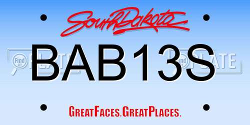 BAB13S South Dakota License Plate