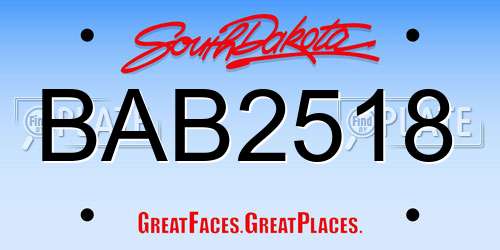 BAB2518 South Dakota License Plate